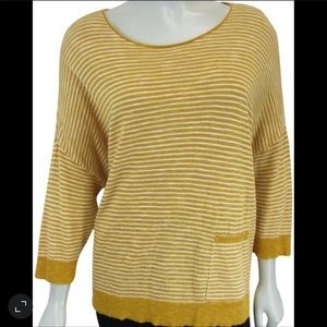 Eileen Fisher yellow & white striped linen top